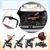 Toddler Travel Stroller for Airplane with Adjustable Backrest and Canopy