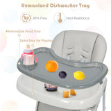Baby Convertible High Chair with Wheels-Gray