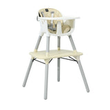 4-in-1 Baby Convertible Toddler Table Chair Set with PU Cushion-Beige