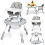 6-in-1 Baby High Chair Infant Activity Center with Height Adjustment-Gray