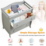 Baby Changing Table Infant Diaper with 3 Drawers and Safety Belt-Gray