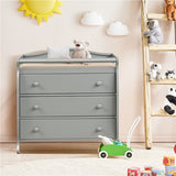 Baby Changing Table Infant Diaper with 3 Drawers and Safety Belt-Gray