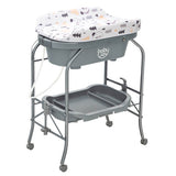 Portable Baby Changing Table with Storage Basket and Shelves-Gray