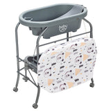 Portable Baby Changing Table with Storage Basket and Shelves-Gray