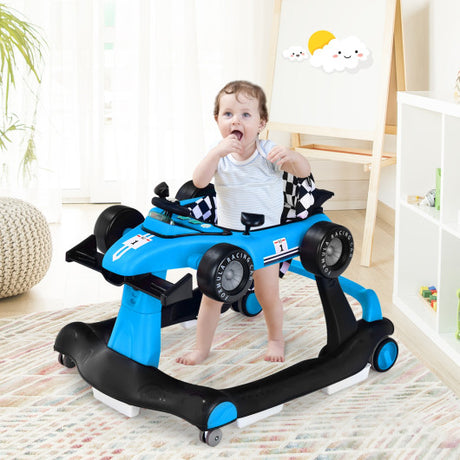 4-in-1 Foldable Activity Push Walker with Adjustable Height-Blue