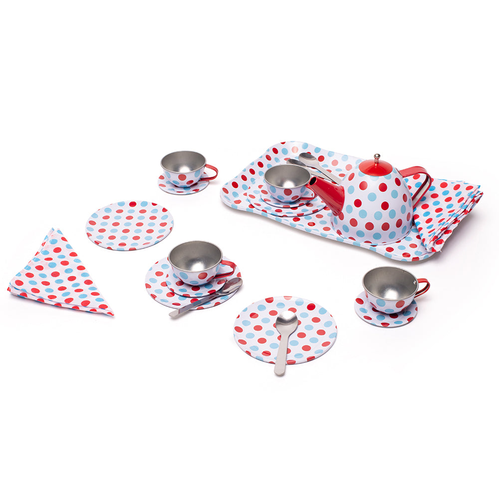 Spotted Tea Set in a Case by Bigjigs Toys US
