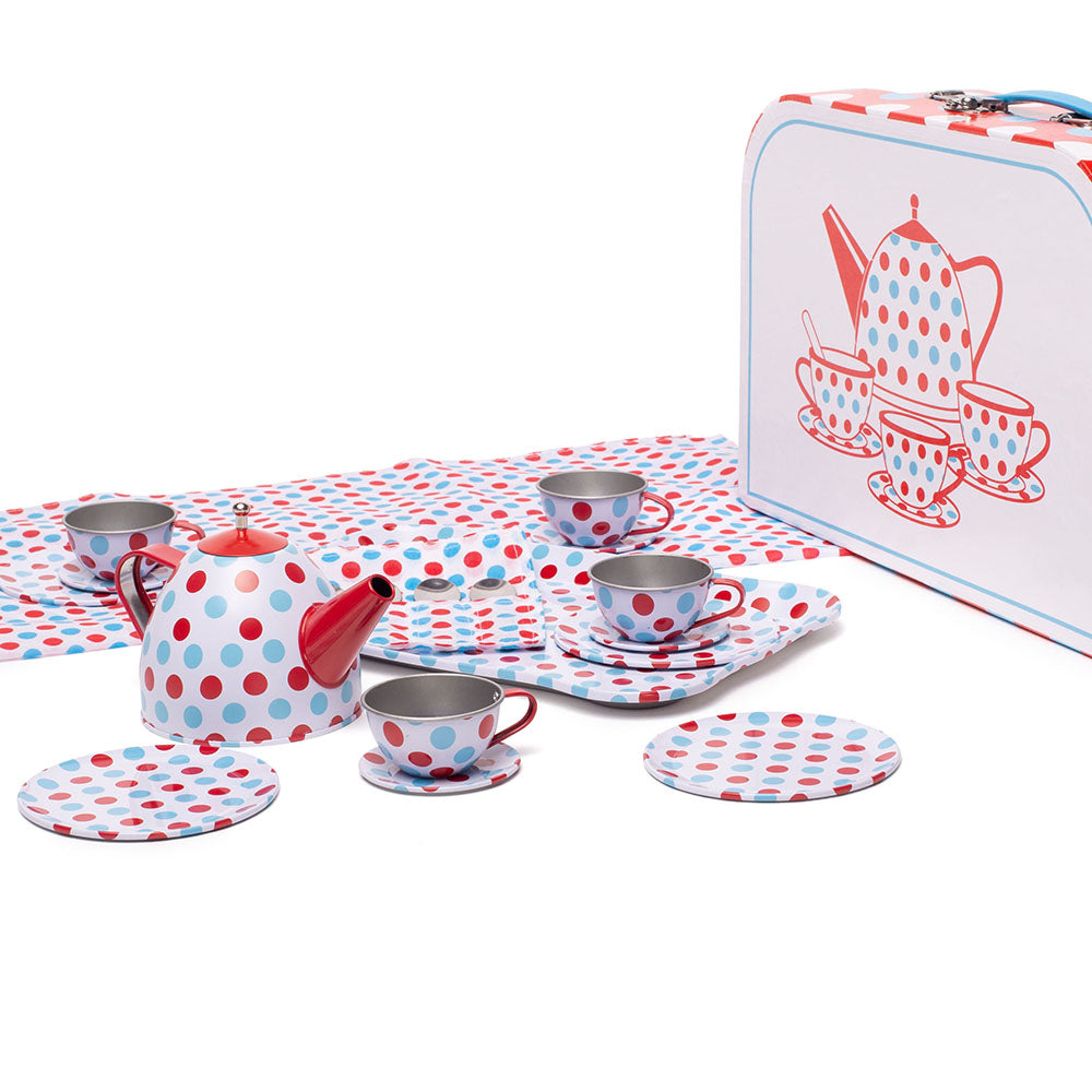 Spotted Tea Set in a Case by Bigjigs Toys US