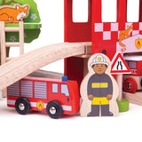 Fire Station Train Set by Bigjigs Toys US