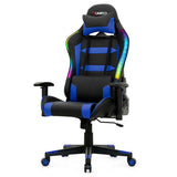 Adjustable Swivel Gaming Chair with LED Lights and Remote-Blue