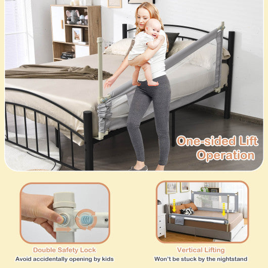 76.8  Inch Baby Bed Rail with Double Safety Child Lock-Gray
