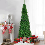 6.5 Feet / 7.5 Feet Pre-Lit Hinged Artificial Pencil Christmas Tree-7.5 Feet