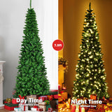 6.5 Feet / 7.5 Feet Pre-Lit Hinged Artificial Pencil Christmas Tree-7.5 Feet