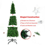 6.5 Feet / 7.5 Feet Pre-Lit Hinged Artificial Pencil Christmas Tree-7.5 Feet