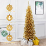 6 Feet Tinsel Tree Unlit Slim Pencil Christmas Tree-Champagne