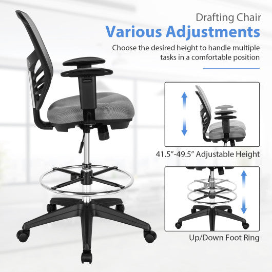 Drafting Chair, Standing Desk Chair with Adjustable Armrests, Height adjustable.