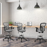 Mesh Drafting Chair Office Chair with Adjustable Armrests and Foot-Ring-Gray