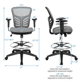 Mesh Drafting Chair Office Chair with Adjustable Armrests and Foot-Ring-Gray