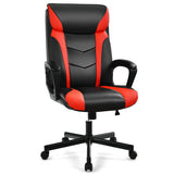 Swivel PU Leather Office Gaming Chair with Padded Armrest-Red