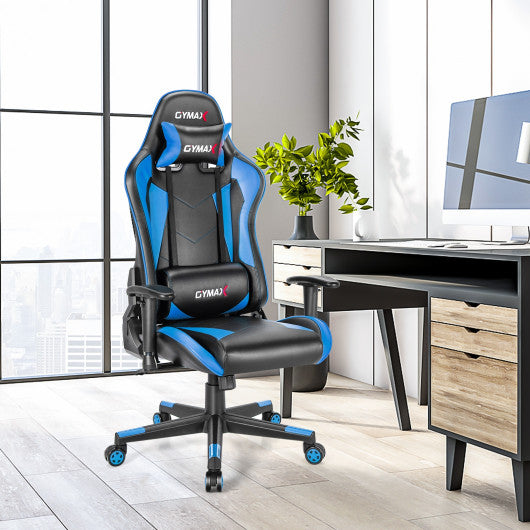 Gaming Chair Adjustable Swivel Racing Style Computer Office Chair-Blue