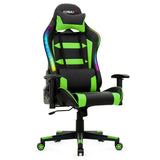 Adjustable Swivel Gaming Chair with LED Lights and Remote-Green