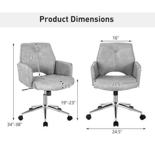 Adjustable Hollow Mid Back Leisure Office Chair with Armrest-Gray