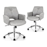 Adjustable Hollow Mid Back Leisure Office Chair with Armrest-Gray