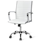 High Back Ribbed Office Chair with Armrests-White