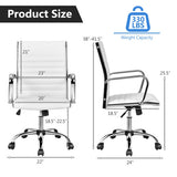 High Back Ribbed Office Chair with Armrests-White