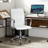 High Back Ribbed Office Chair with Armrests-White