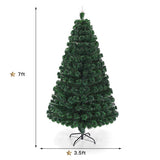 5/6/7 Feet Multicolor Artificial Christmas Tree with LED Light and Metal Stand-7 Feet