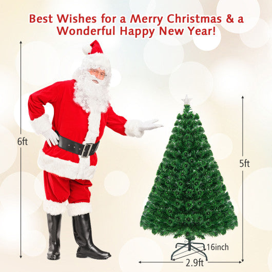 5'/6'/7' LED Fiber Optic Artificial Christmas Tree w/ Top Star-5'