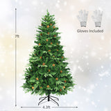 Artificial Christmas Tree with LED Lights and Pine Cones-7'