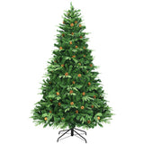 7.5 ft Artificial Christmas Tree with LED Lights and Pine Cones