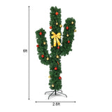 6 Feet Artificial Cactus Christmas Tree with LED Lights