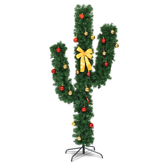 7' Artificial Cactus Christmas Tree with Lights-7 ft