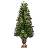 LED Christmas Tree with Red Berries Pine Cones-3'