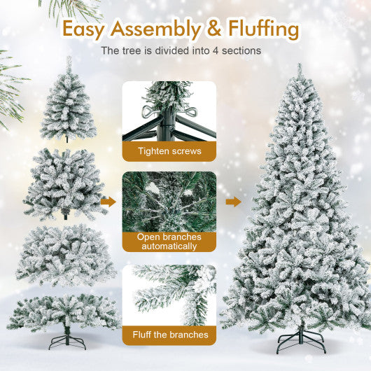 9 Feet Artificial Christmas Tree with Premium Snow Flocked Hinged