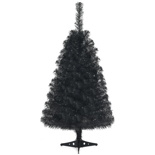 3 Feet Unlit Artificial Christmas Halloween Mini Tree with Plastic Stand-Black