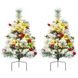 2 Feet Set of 2 Pre-lit Pathway Flocked Christmas Trees Battery Powered
