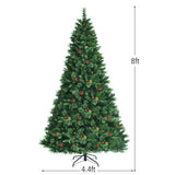 7 Feet Pre-Lit Christmas Spruce Tree with 1198 Tips and 500 Lights-8 ft