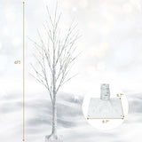 Pre-lit White Twig Birch Tree for Christmas Holiday with LED Lights-4 ft