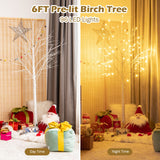 Pre-lit White Twig Birch Tree for Christmas Holiday with LED Lights-6 ft