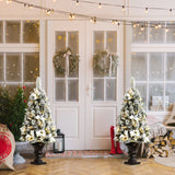 4 Feet Pre-lit Snowy Christmas Entrance Tree with White Berries and Flowers