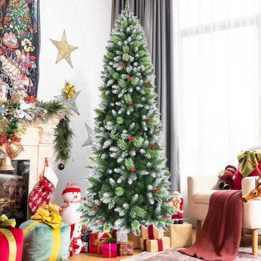 Snow Sprayed Christmas Tree for Holiday Festival Decoration-7.5'