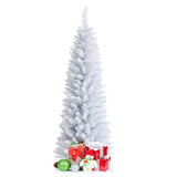 Slim Artificial Christmas Pencil Tree with PVC Needles and Folding Metal Stand-5'