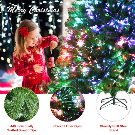 Pre-lit Multi-Colored Fiber Optic Spruce Artificial Christmas Tree-5 Feet
