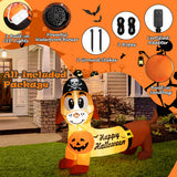 5.5 Feet Halloween Inflatable Dachshund Blow-up Dog with Pirate Hat and Pumpkin