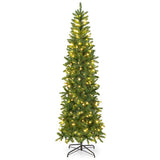 7.5 Feet Pre-lit Full Artificial Christmas Tree with Warm White and Multi-color LED Lights