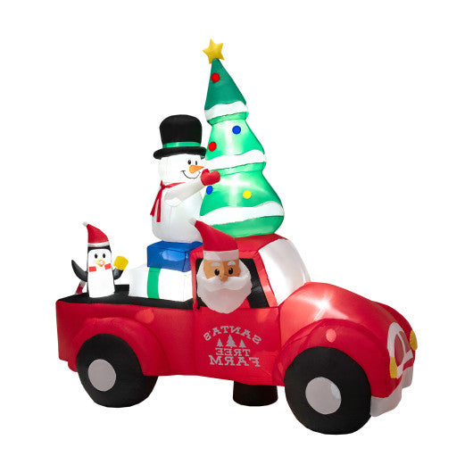 8 Feet Wide Inflatable Santa Claus Driving a Car with LED and Air Blower