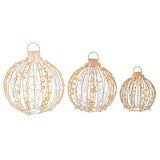 3 Pack Christmas LED Light Balls with Cable Ties and 6 Stakes-Golden